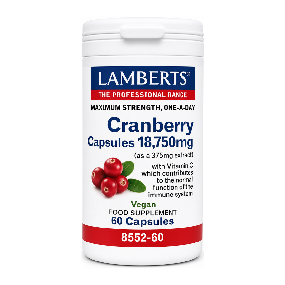 LAMBERTS CRANBERRY Capsules 18,750mg by Lamberts Natural Remedies — front view showing product label and branding, studio product photo on white background