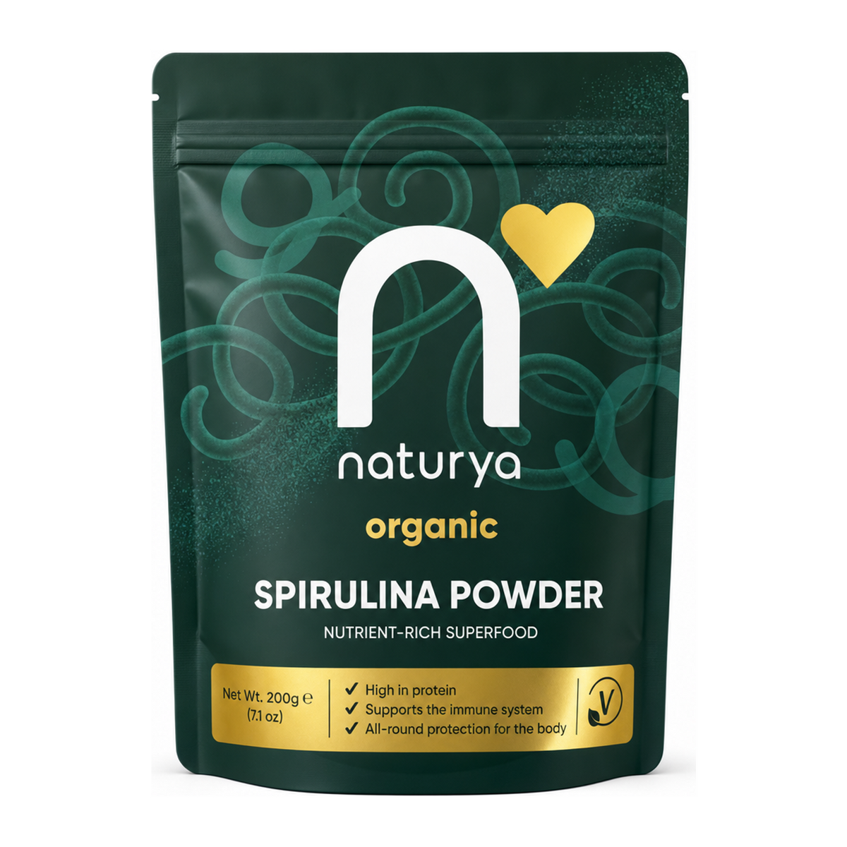 Naturya Organic Spirulina Powder by Naturya — front view showing product label and branding, studio product photo on white background