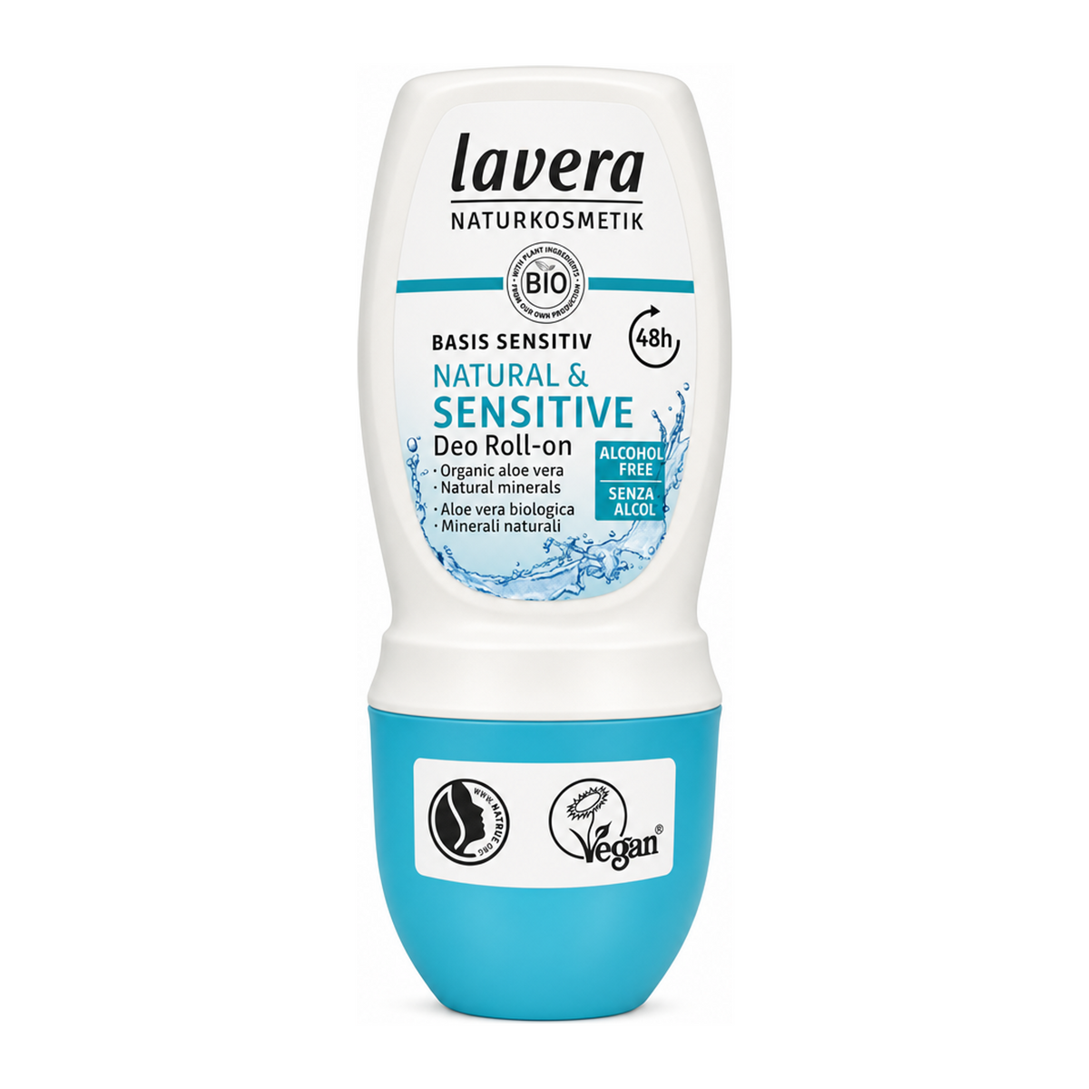 Lavera Basis Deodorant Roll On by Lavera Natural Beauty — front view showing product label and branding, studio product photo on white background