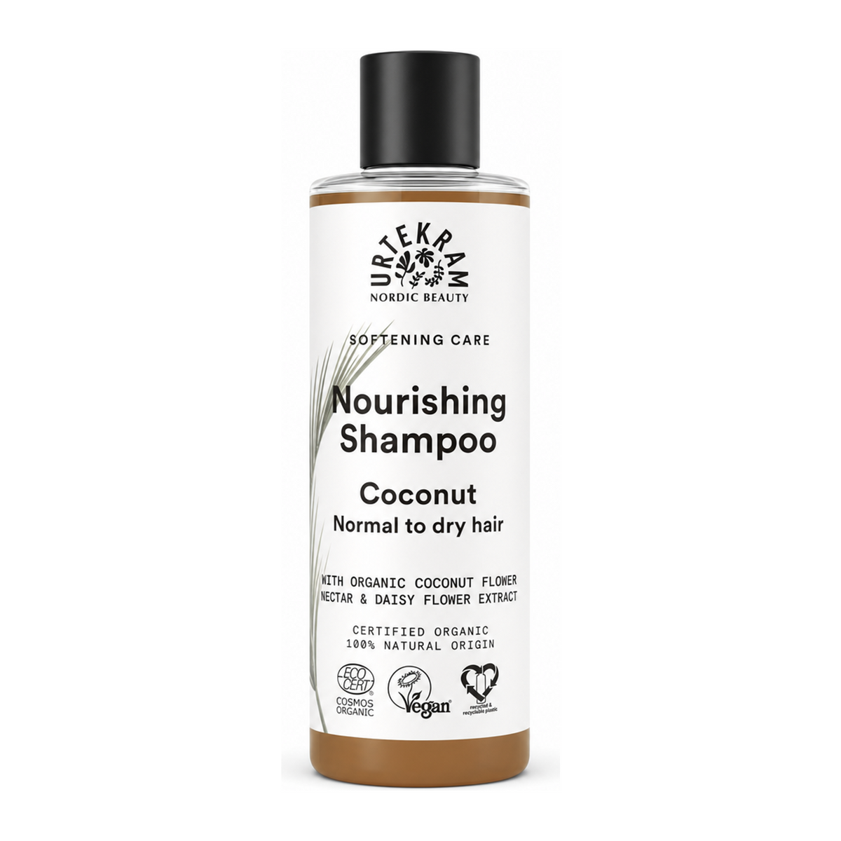 Urtekram Organic Coconut Shampoo for Normal Hair ml by Urtekram Personal Care — front view showing product label and branding, studio product photo on white background