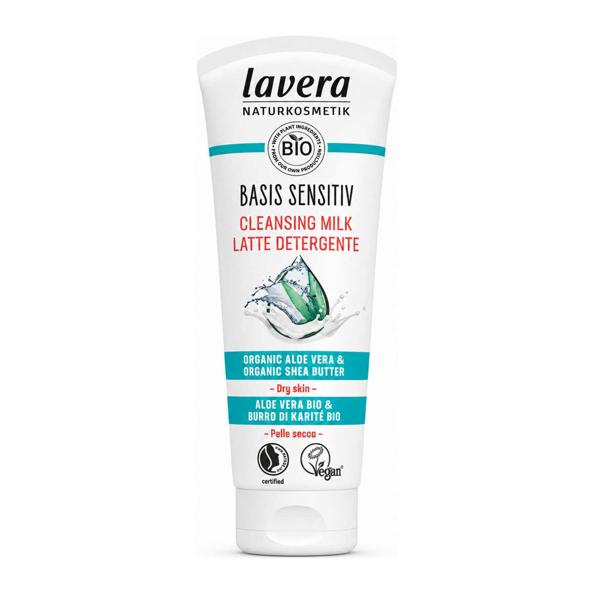 Basis Sensitiv Cleansing Milk by Lavera Natural Beauty — front view showing product label and branding, studio product photo on white background