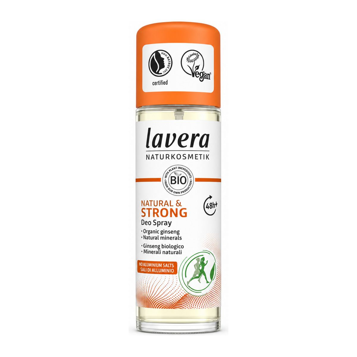 Lavera Natural & Strong Deodorant Spray by Lavera Natural Beauty — front view showing product label and branding, studio product photo on white background
