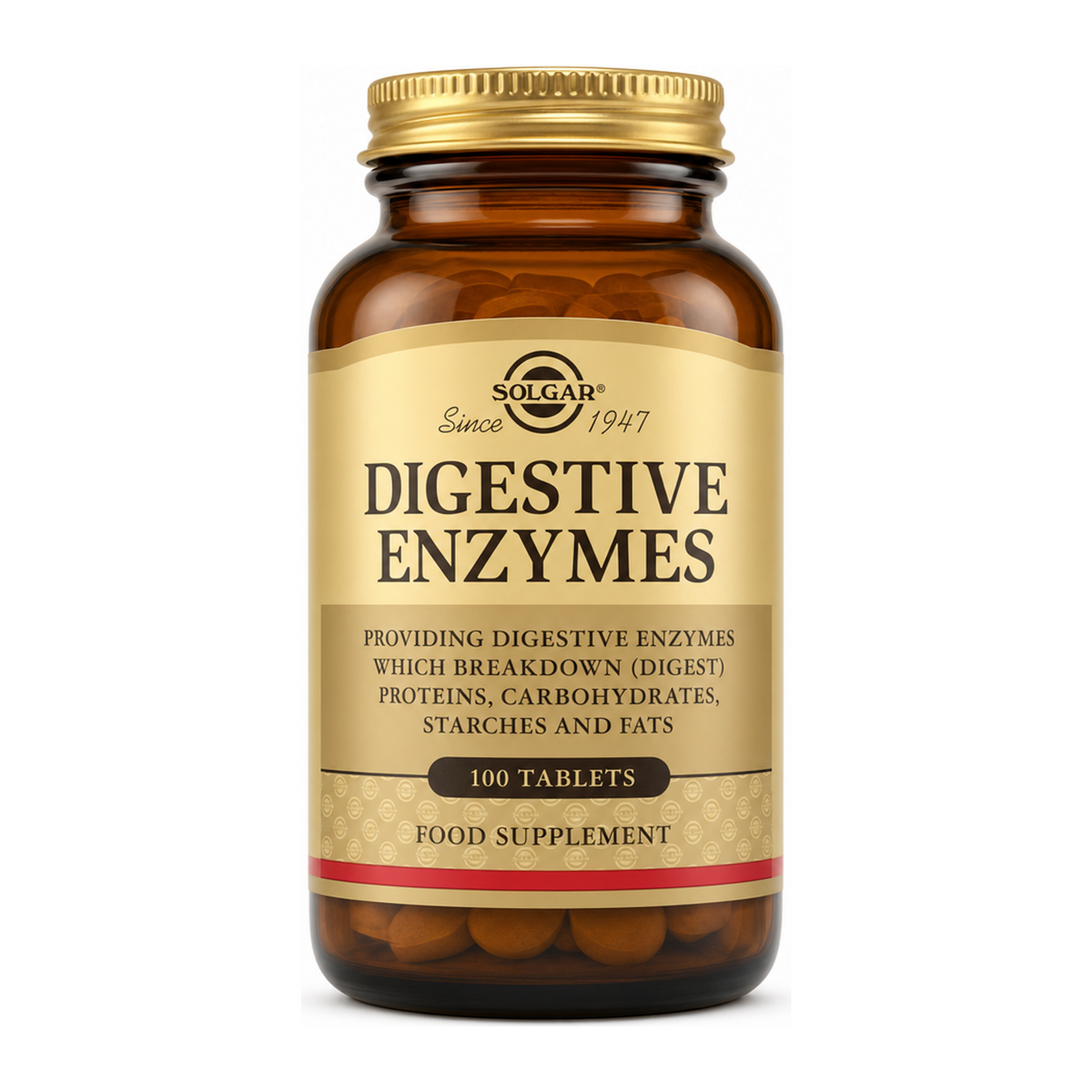 Solgar Digestive Enzymes by Solgar Natural Remedies — front view showing product label and branding, studio product photo on white background