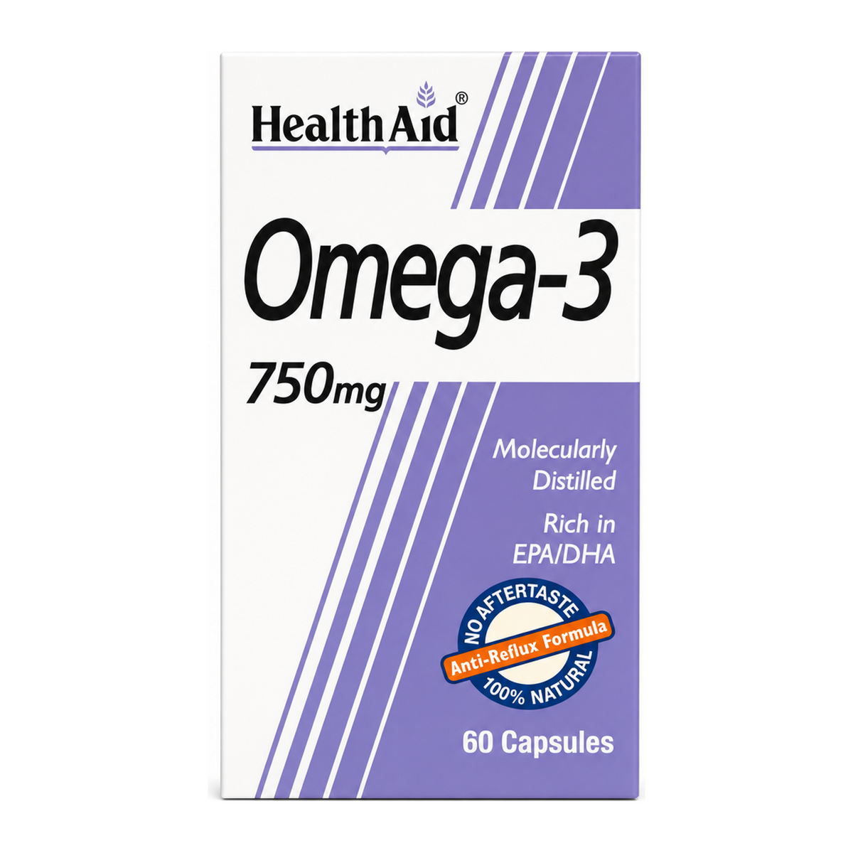 HealthAid Omega 3 750mg by HealthAid Natural Remedies — front view showing product label and branding, studio product photo on white background