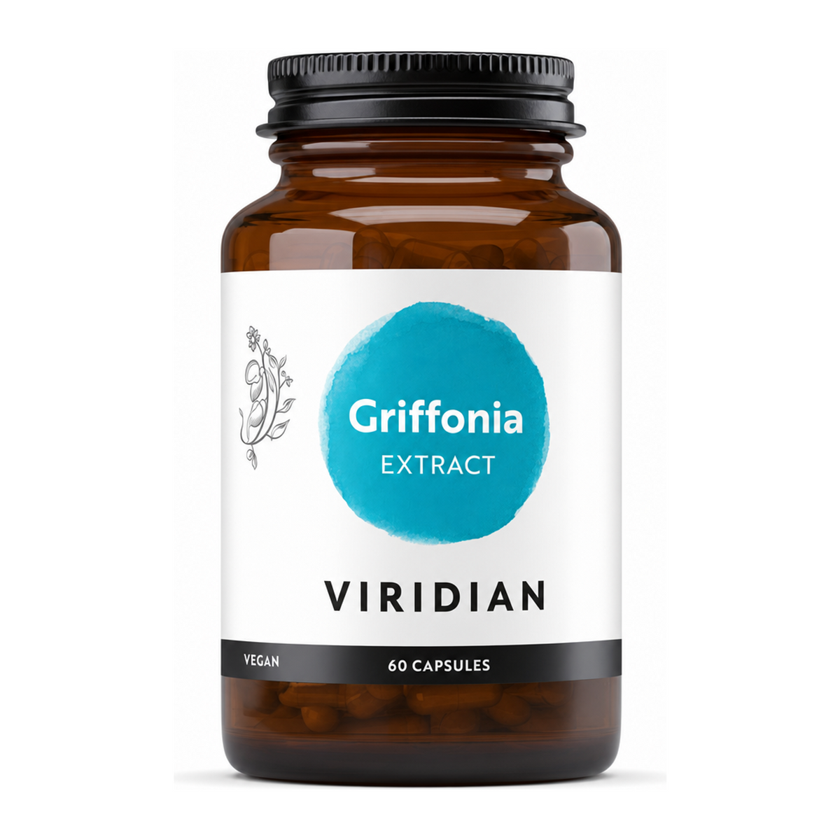 Viridian Griffonia extract 5-HTP 100mg by Viridian Natural Remedies — front view showing product label and branding, studio product photo on white background