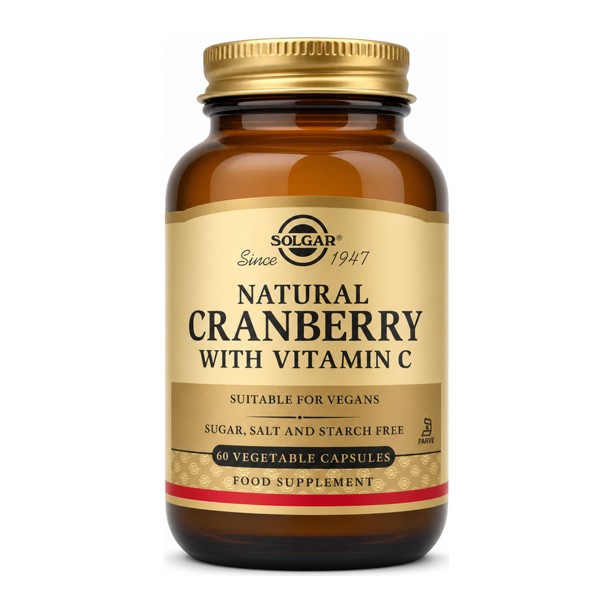 Solgar Natural Cranberry with Vitamin C by Solgar Natural Remedies — front view showing product label and branding, studio product photo on white background