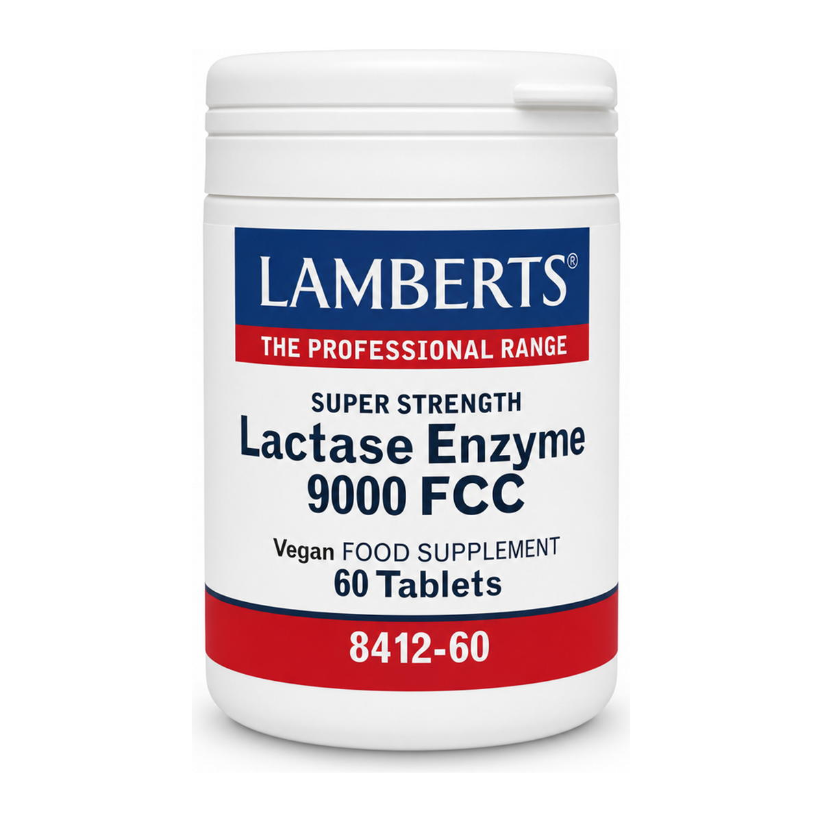LAMBERTS Lactase Enzyme 9000FCC Super Strength by Lamberts Natural Remedies — front view showing product label and branding, studio product photo on white background