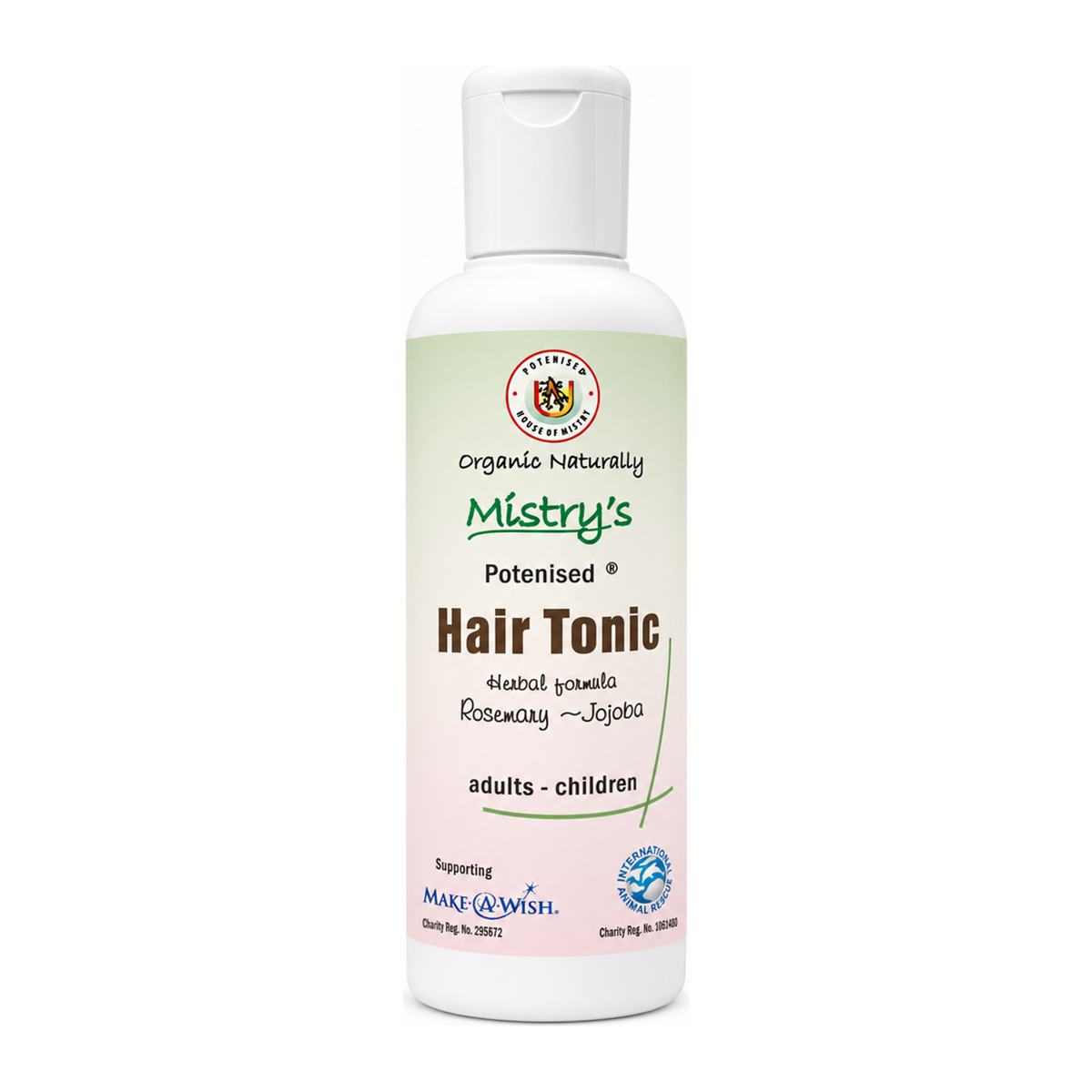 Mistry's Potenised Natural Hair Tonic by Mistry's Natural Beauty — front view showing product label and branding, studio product photo on white background