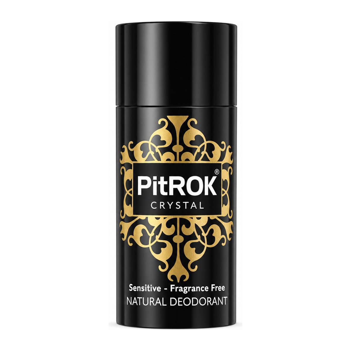 Pitrok Crystal Natural Deodorant Stick by PitROK Natural Beauty — front view showing product label and branding, studio product photo on white background