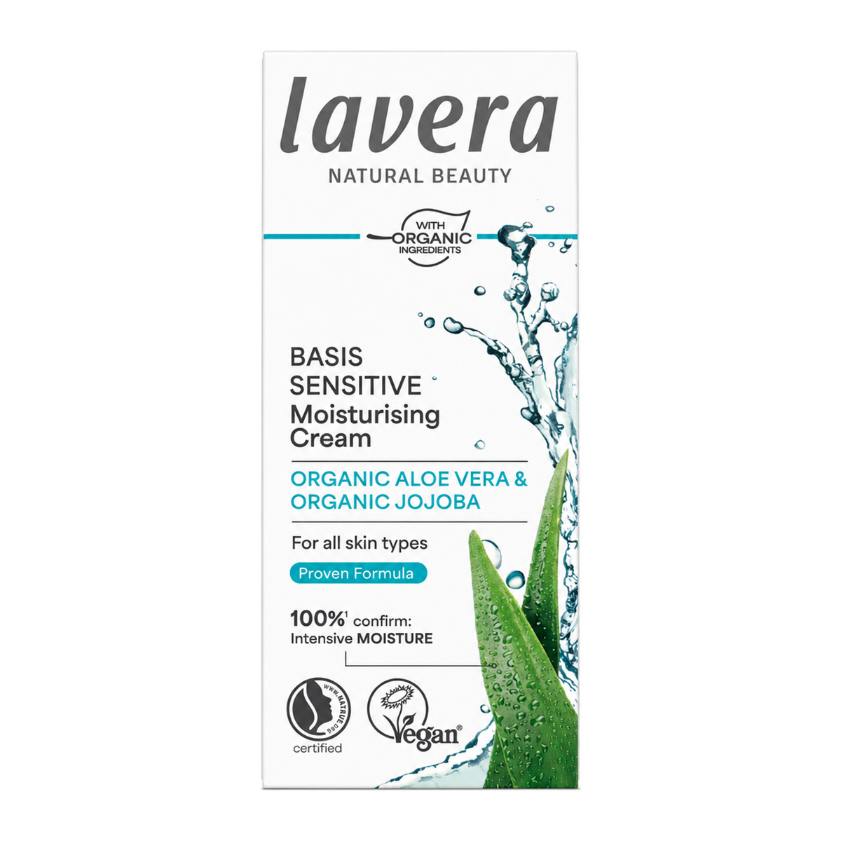 Lavera Basis Sensitive Moisturising Face Cream by Lavera Natural Beauty — front view showing product label and branding, studio product photo on white background