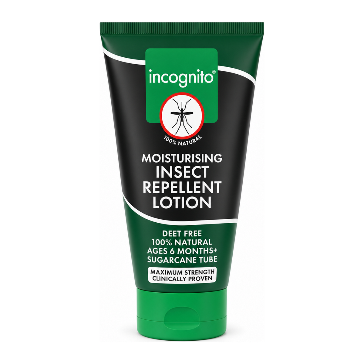 incognito natural insect repellent lotion by Incognito Natural Beauty — front view showing product label and branding, studio product photo on white background