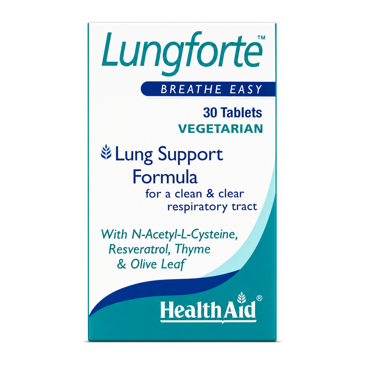 HealthAid LungForte - 30 Tablets by HealthAid Natural Remedies — front view showing product label and branding, studio product photo on white background
