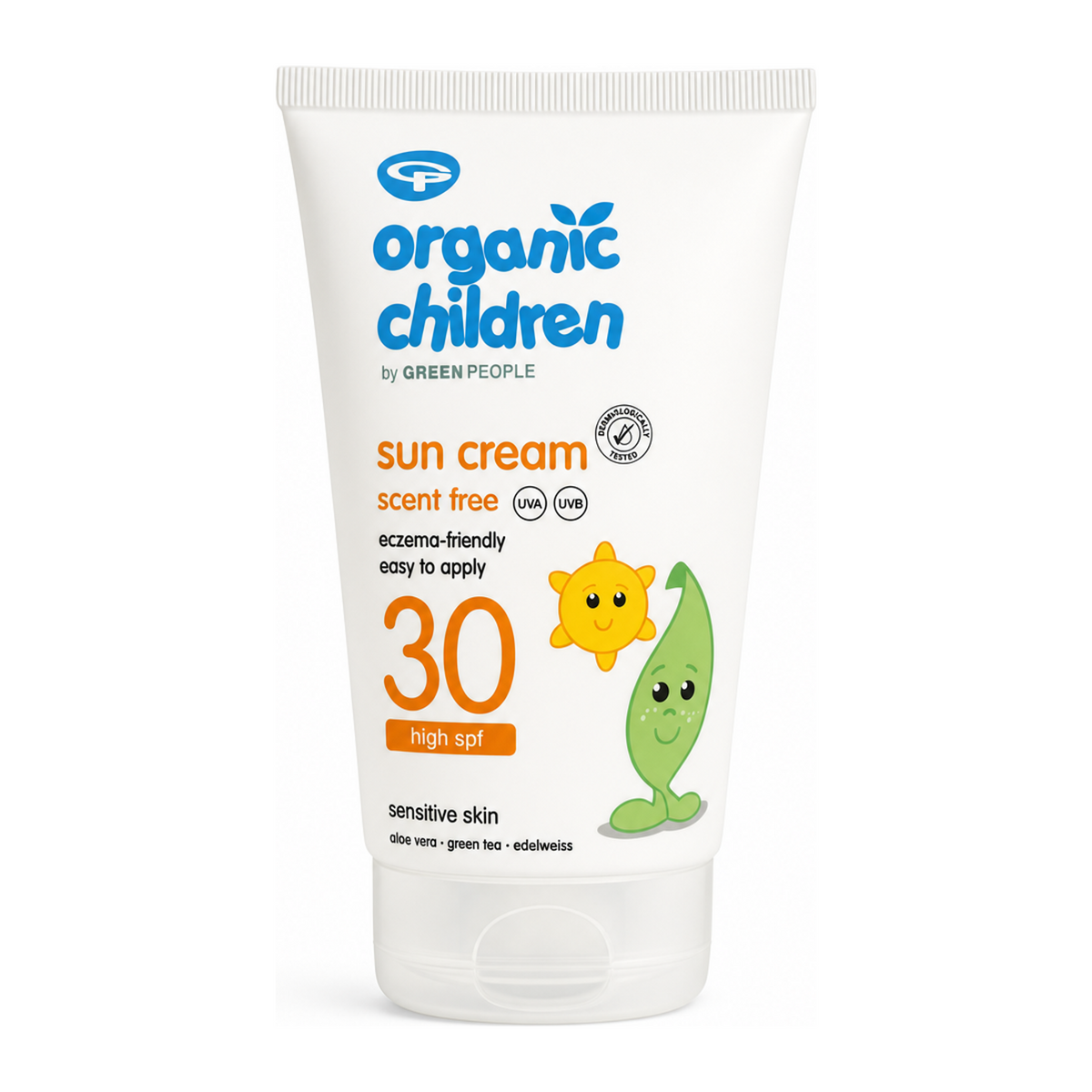Green People Organic Children Sun Lotion SPF30 - Scent Free by Green People Natural Beauty — front view showing product label and branding, studio product photo on white background