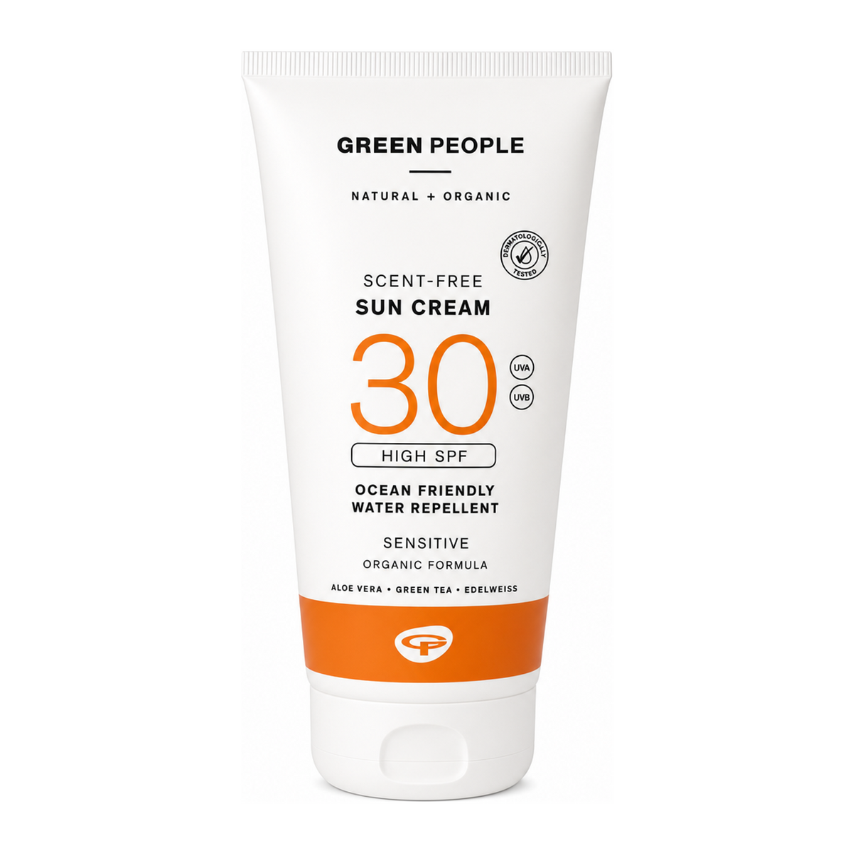 Green People Sun Lotion SPF30 Scent Free Travel Size by Green People Natural Beauty — front view showing product label and branding, studio product photo on white background