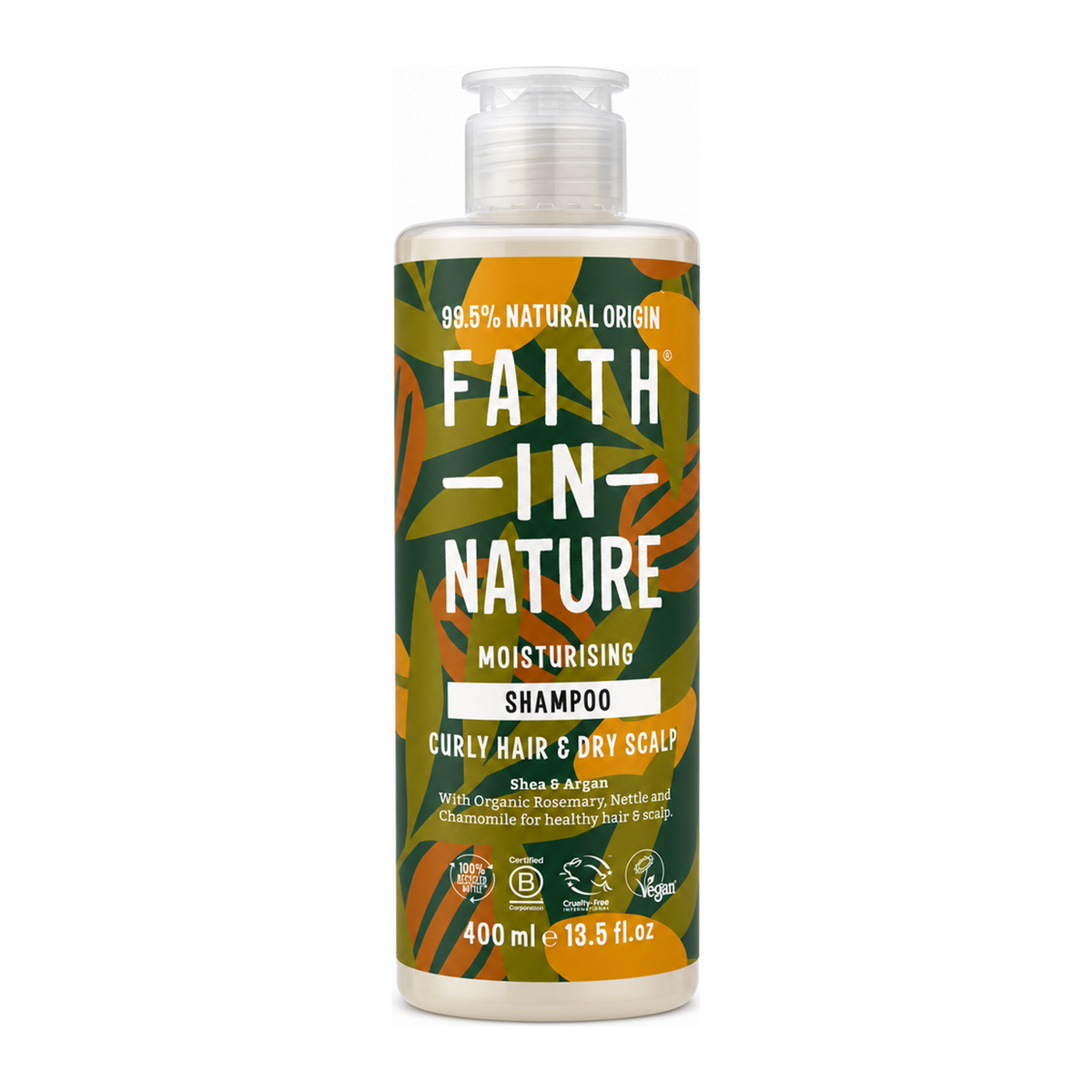Faith in Nature Shea & Argan Shampoo by Faith in Nature Natural Beauty — front view showing product label and branding, studio product photo on white background