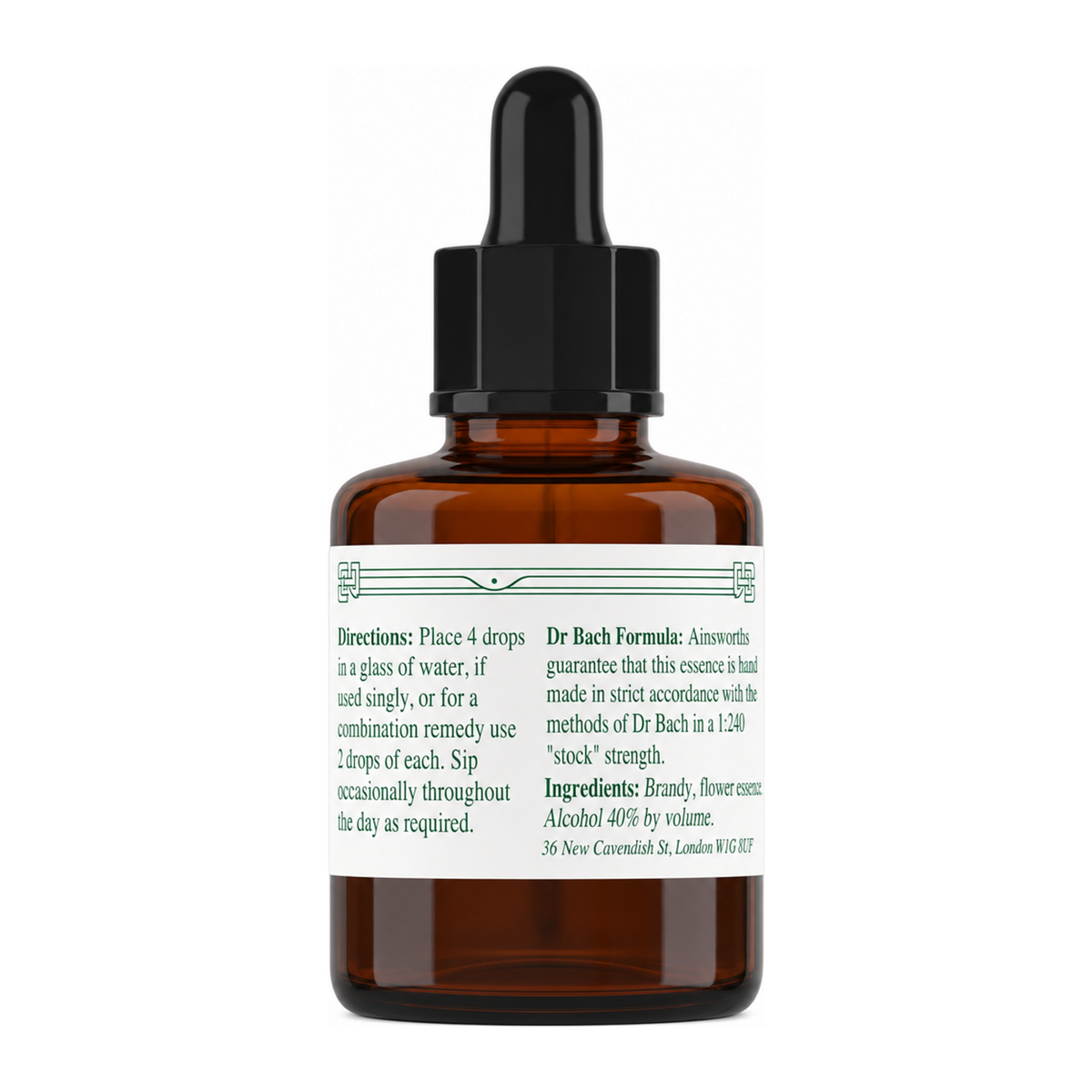 Dr. Bach Walnut Bach Flower Remedy — back view showing ingredients and product details, studio product photo on white background