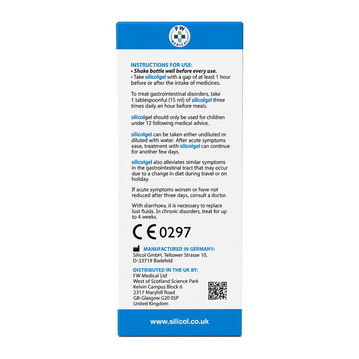 Saguna Silicol Gel — back view showing ingredients and product details, studio product photo on white background