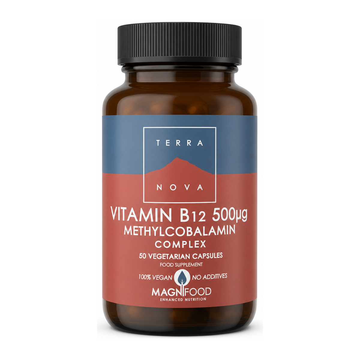 Terranova Vitamin B12 500µg Complex — front view showing product label and branding, studio product photo on white background