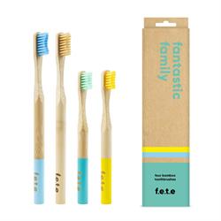 From Earth to Earth Bamboo Toothbrush Fantastic Family Pack 2x Medium Adult 2x Child