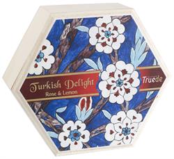 Truede Wooden Box Rose & Lemon Turkish Delight g
