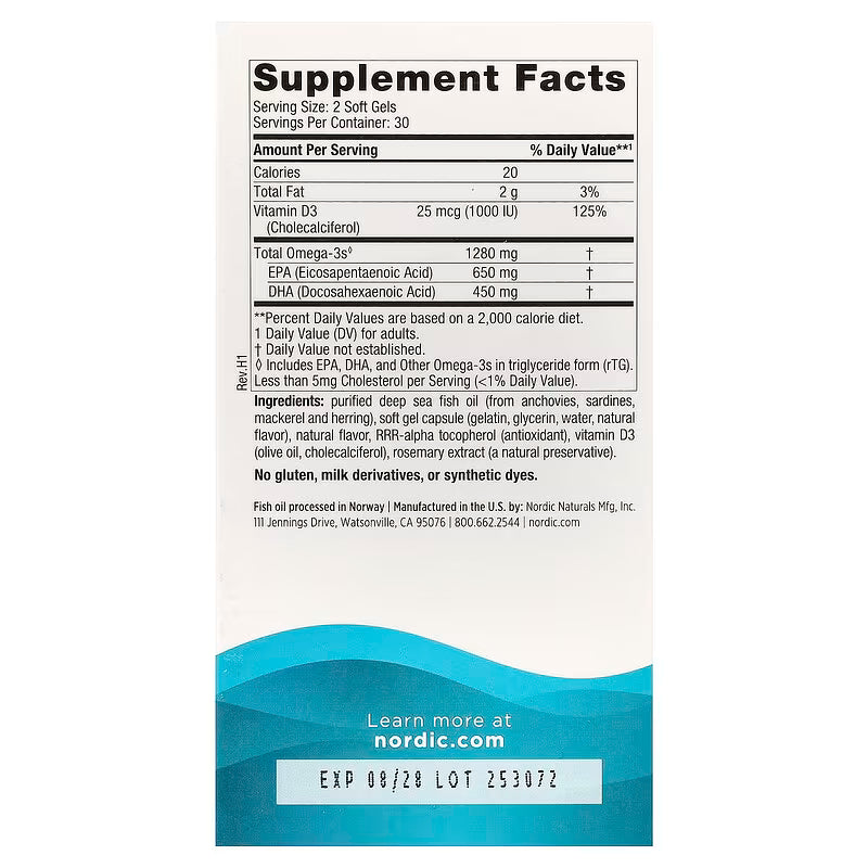 Nordic Naturals, Ultimate Omega®-D3, Lemon, 60 Soft Gels