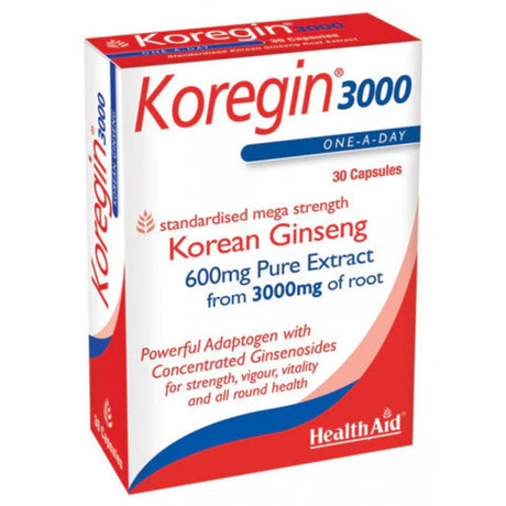 Koregin 3000 supplement box with Health Aid branding on a white background