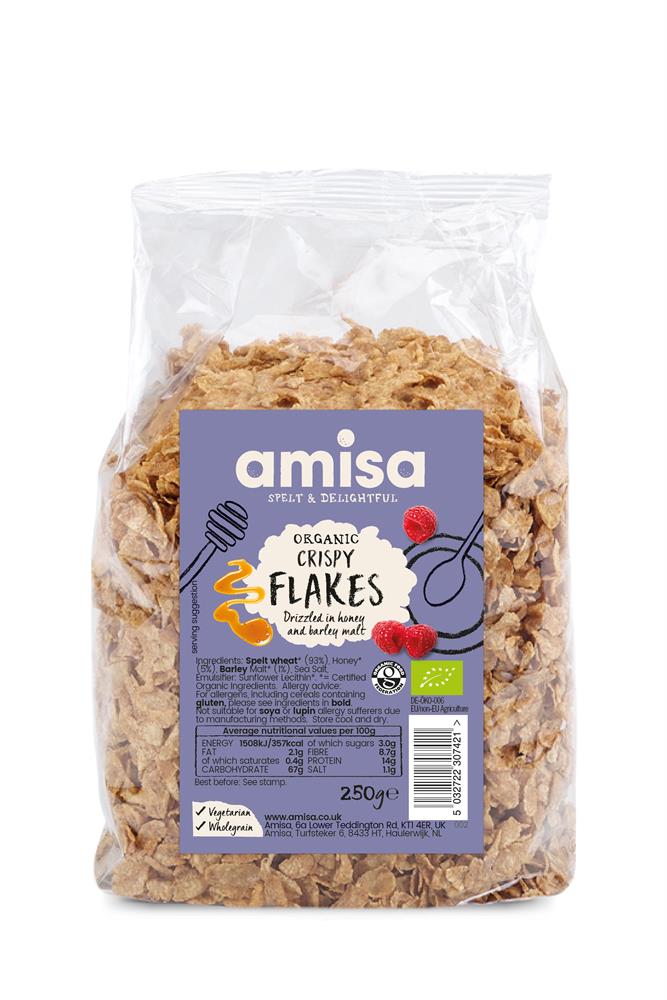 Amisa Organic Crispy Toasted Spelt Flakes with Honey