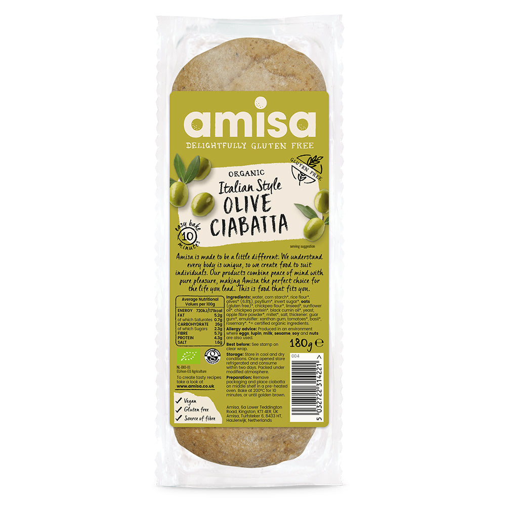 Amisa Organic Olive Ciabatta Gluten Free