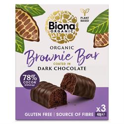 Biona Organic Brownie Bar Coated in Dark Chocolate 3 x 40g