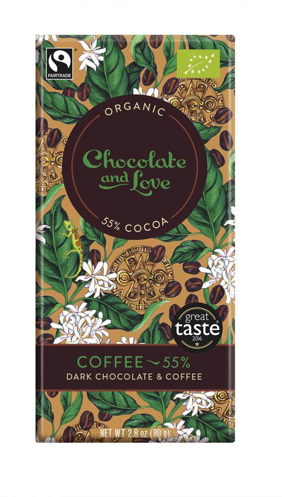 Chocolate and Love Org/Fairtrade dark chocolate with coffee 55%