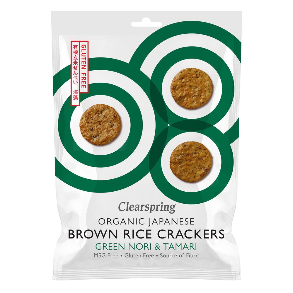 Clearspring Organic Japanese Brown Rice Crackers - Green Nori & Tamari