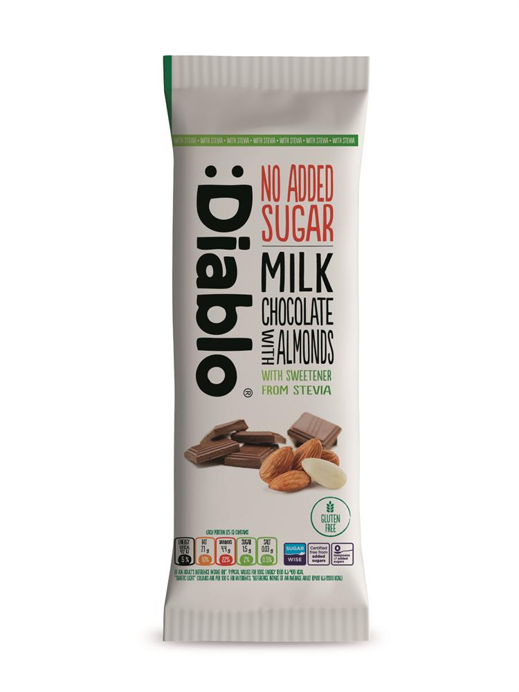 Diablo Sugar Free Milk Chocolates with Almonds with Stevia