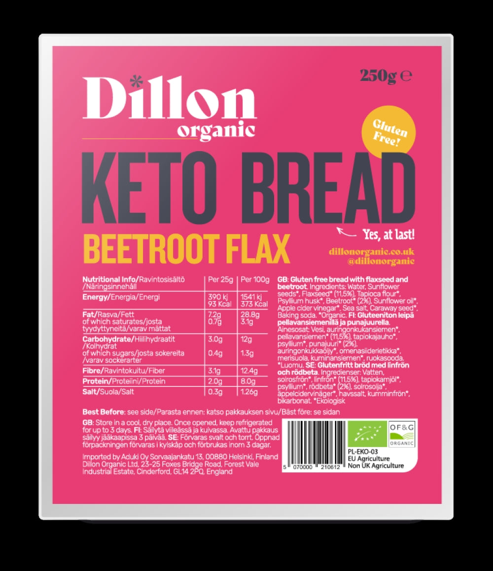 Dillon Organic Beetroot Flax Keto Bread g