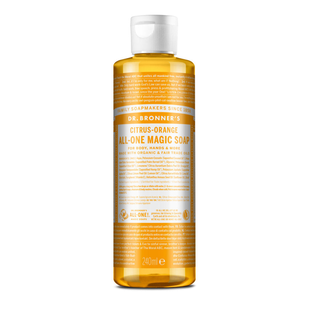 Dr. Bronner's Organic Citrus Castile Liquid Soap 237ml. Orange scented