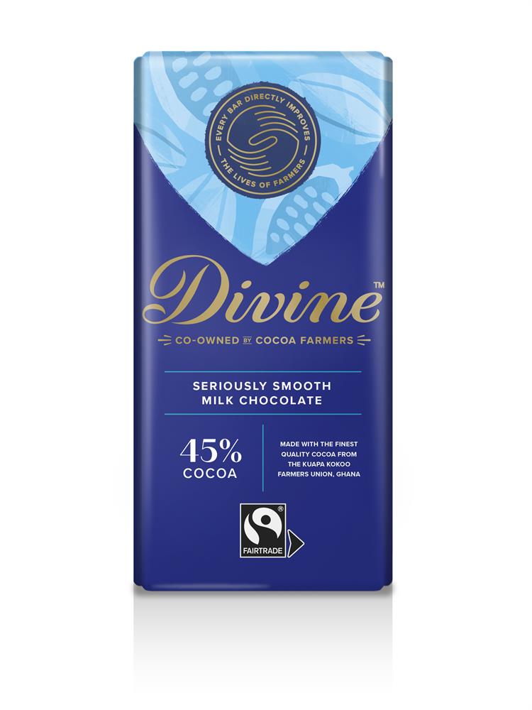 Divine Chocolate Fairtrade High Cocoa 45% Milk Chocolate Bar