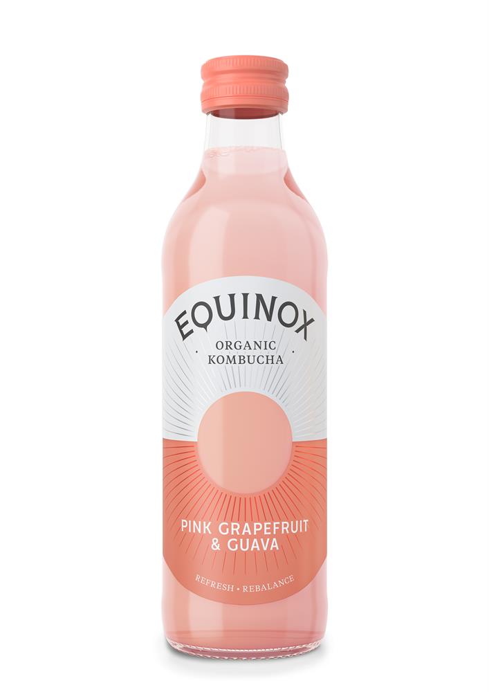 Equinox Kombucha Organic Kombucha Pink Grapefruit Guava