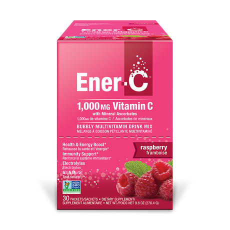 Ener-C 1,000mg Vitamin C Bubbly Multivitamin Drink Mix Raspberry 30 Packets