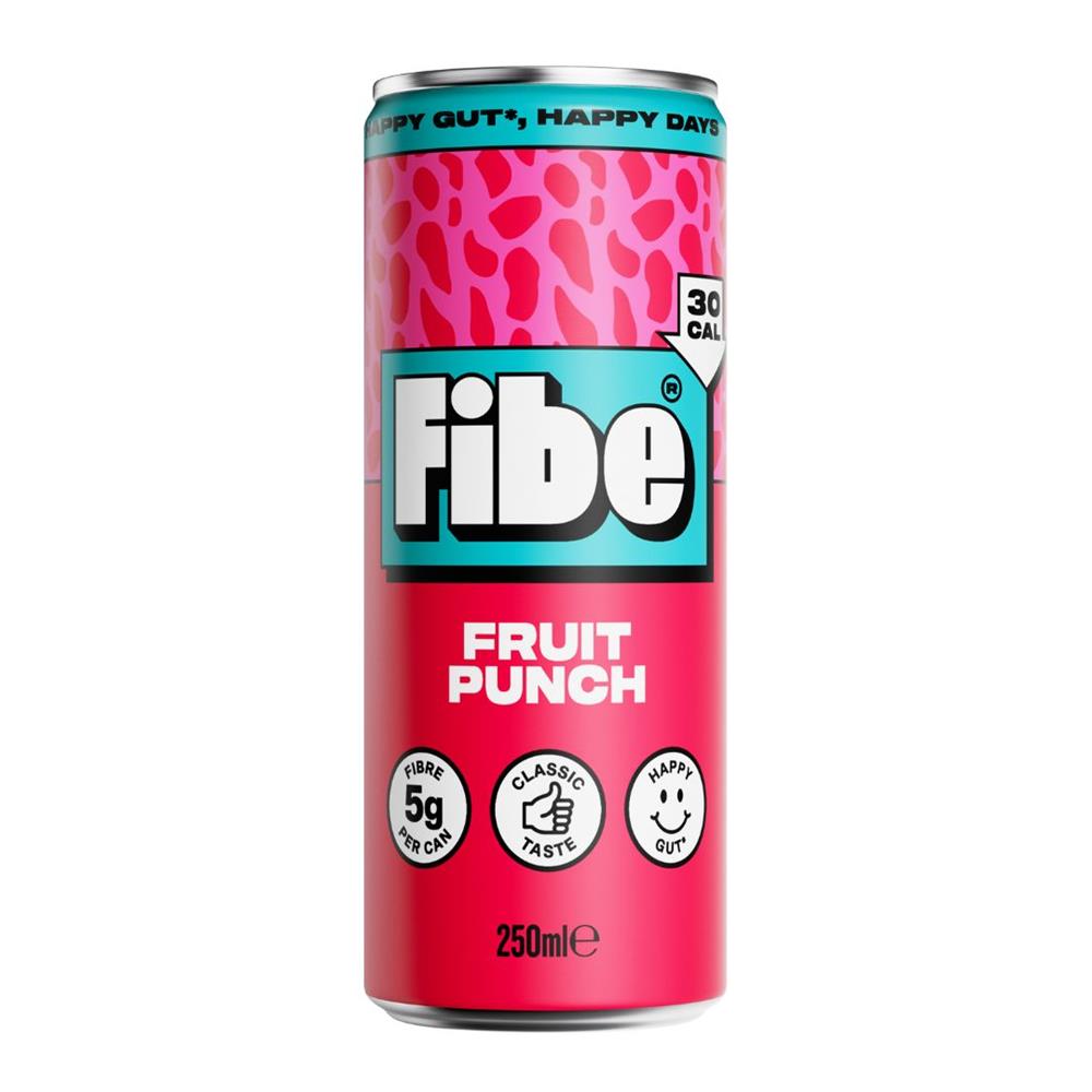 Fibe Soda Fruit Punch. With 5g of prebiotic for your gut.