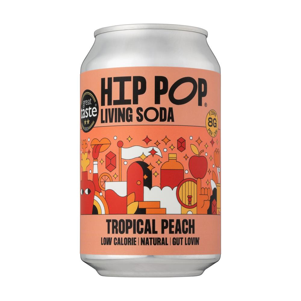 Hip Pop Living Soda Tropical Peach 330 ml (case of 12 cans)