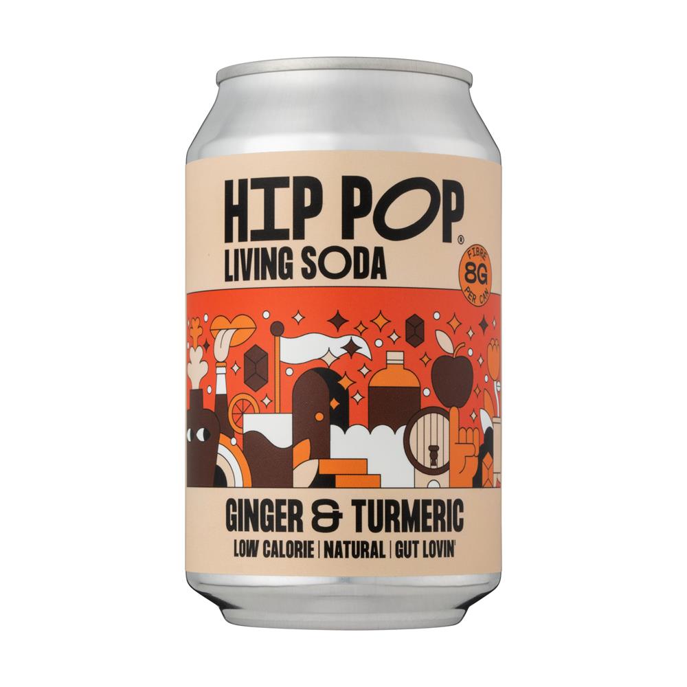 Hip Pop Living Soda Ginger & Turmeric 330 ml (case of 12 cans)