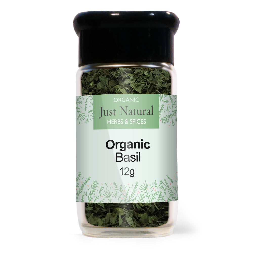 Just Natural Herbs Organic Basil (Glass Jar) 12g