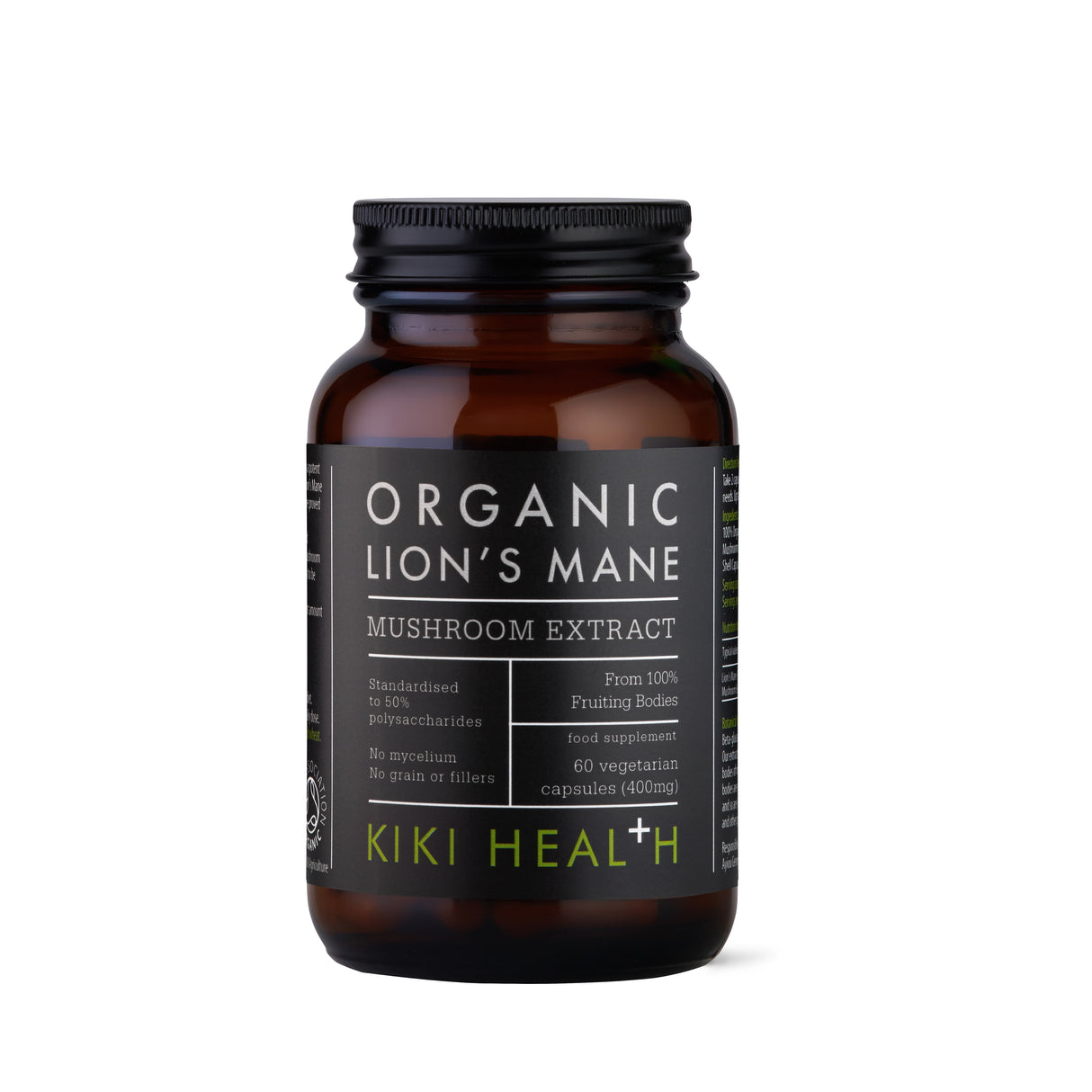 KIKI Health Organic Lion's Mane Extract Mushroom 60 Vegicaps