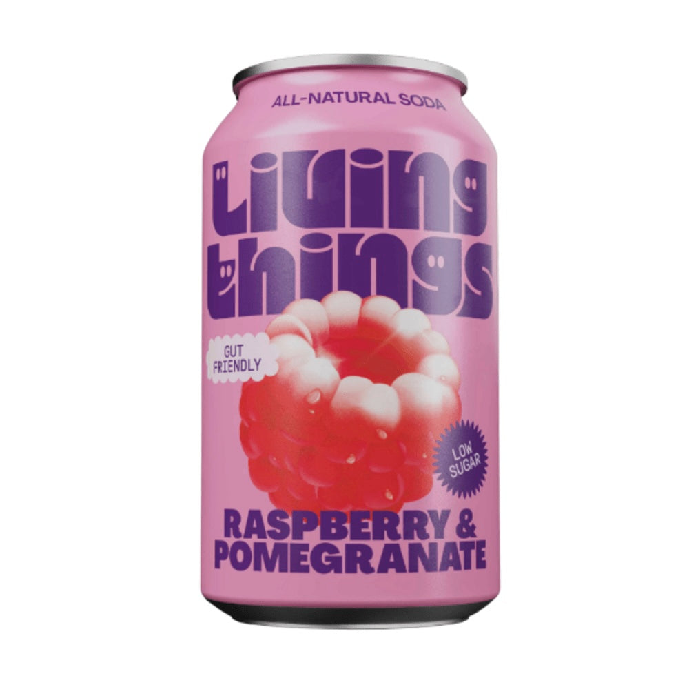 Living Things Raspberry & Pomegranate Pre + Probiotic Soda