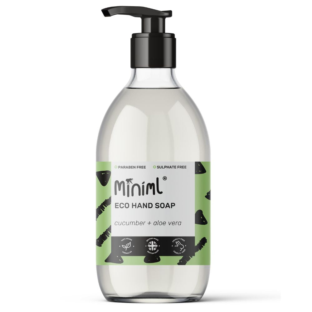 Miniml Natural Hand Soap Cucumber in a  Glass Bottle
