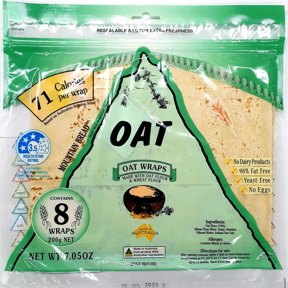 Mountain Bread Oat Wraps (70% Oat)