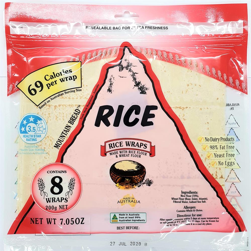 Mountain Bread Mountain Bead Rice Wraps (70% Rice)
