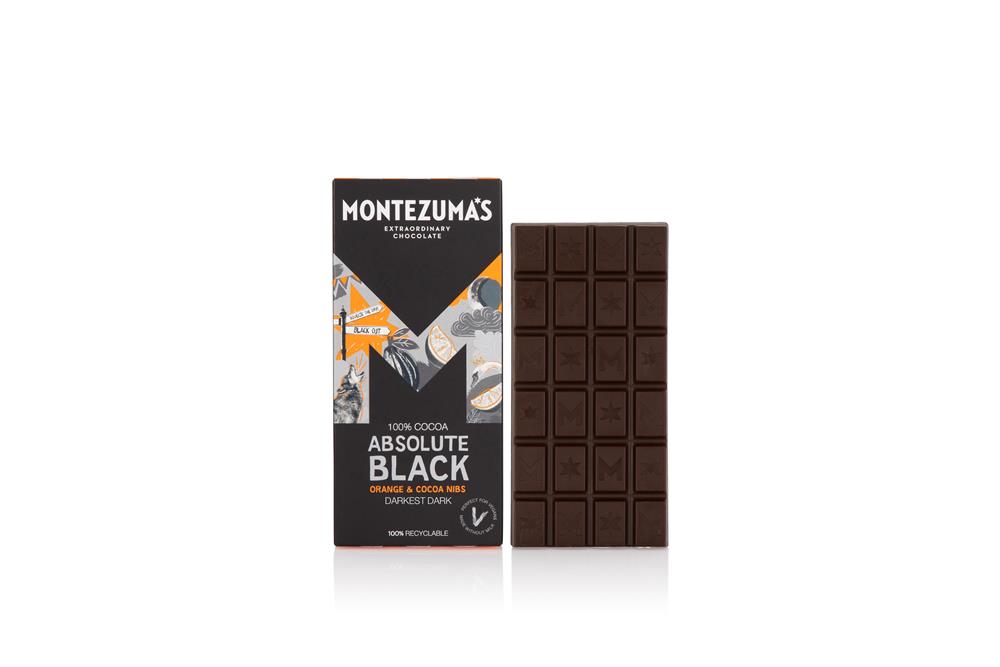 Montezumas Chocolate Absolute Black 100% Cocoa with Coco Nibs and Orange