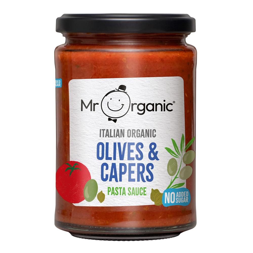 Mr Organic Authentic Italian Olives & Capers Pasta Sauce jar