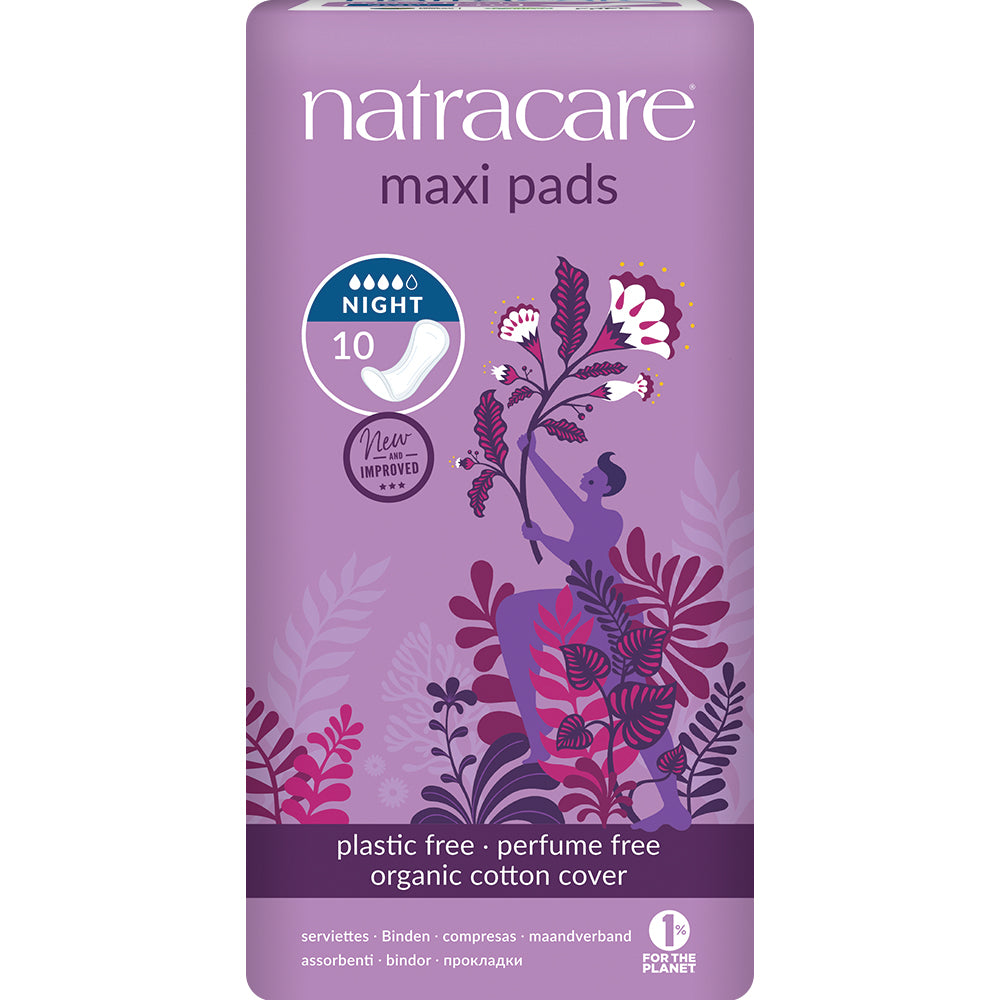 Natracare Natural Maxi Pads Night-time x 10