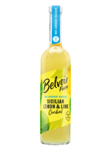 Bottle of Belvoir Farm Sicilian Lemon & Lime Cordial on a white background